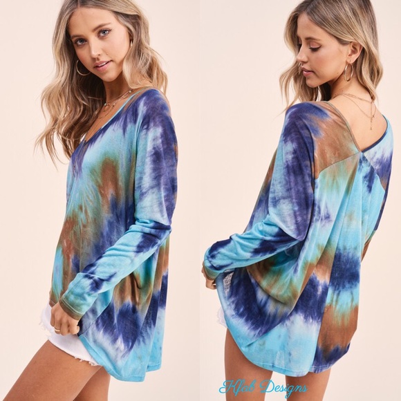 ❤️LAST 2! Wide V Neck Soft Pullover Tie Dye Top! - Picture 3 of 7
